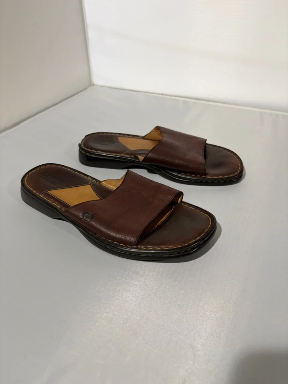 Born Men's Dark Burgundy Leather Slide‎ Sandals